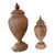 Pair of Uttermost Solid Carved Wood Finials For Sale