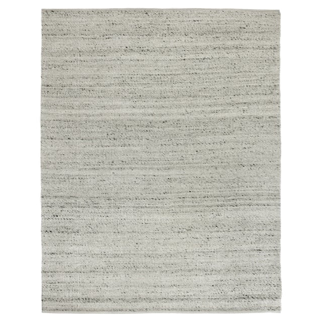 Silver Rhue Hand loom Wool/Cotton Silver Rug-12'x15' For Sale - Image 8 of 8