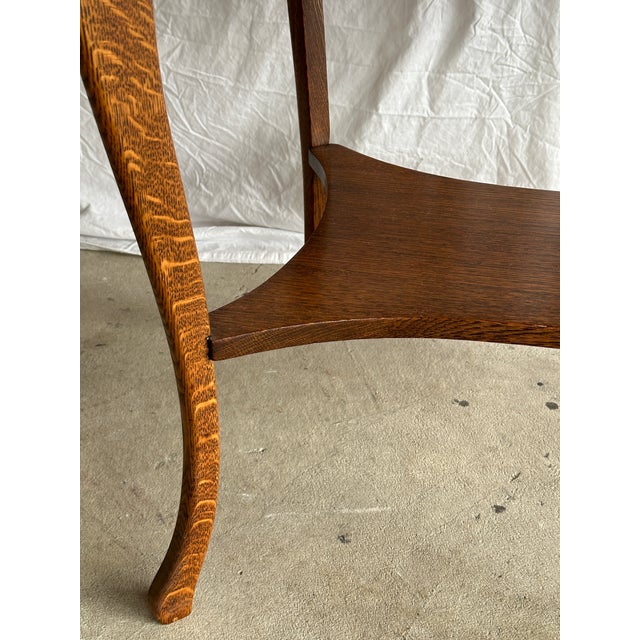 Early 20th Century American Tiger Oak Side Table W. Shelf For Sale - Image 5 of 12