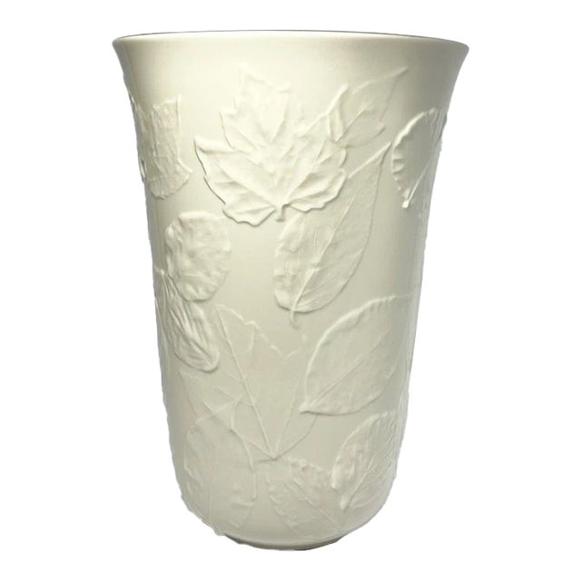 Lenox Nature’s Impressions Pressed Embossed Leaves Porcelain Tall Vase For Sale
