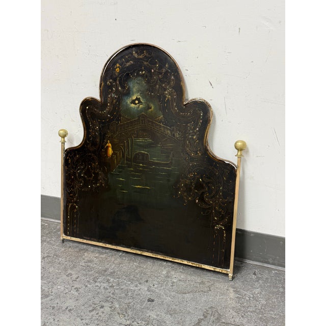 Design Plus Gallery presents a Hand Painted Headboard for a Children's Bed from the Late 19th Century. The size is less...