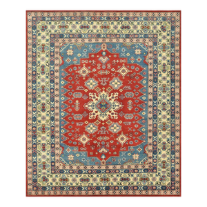Kazak Rug 8'3'' X 9'10'' Red Wool Tribal Hand-Knotted Oriental Carpet