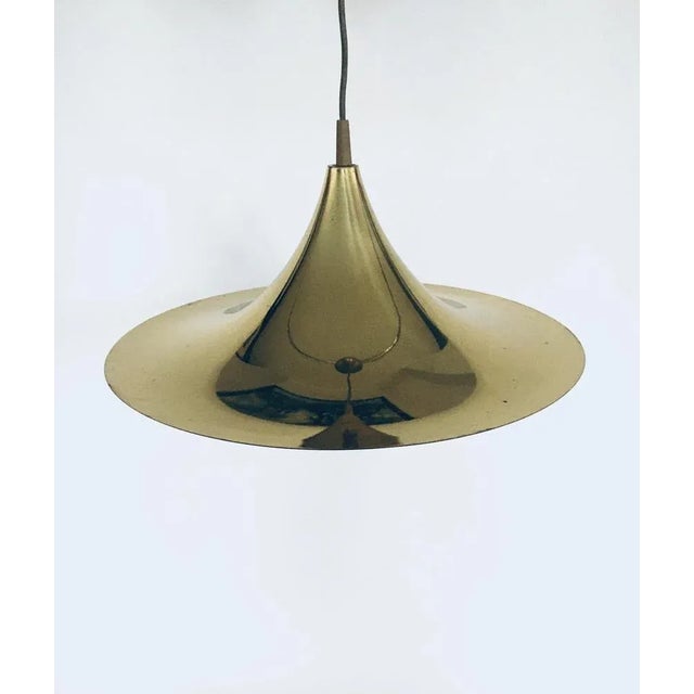 Metal Postmodern Witch Hat Gold Pendant Lamp, 1980s For Sale - Image 7 of 13