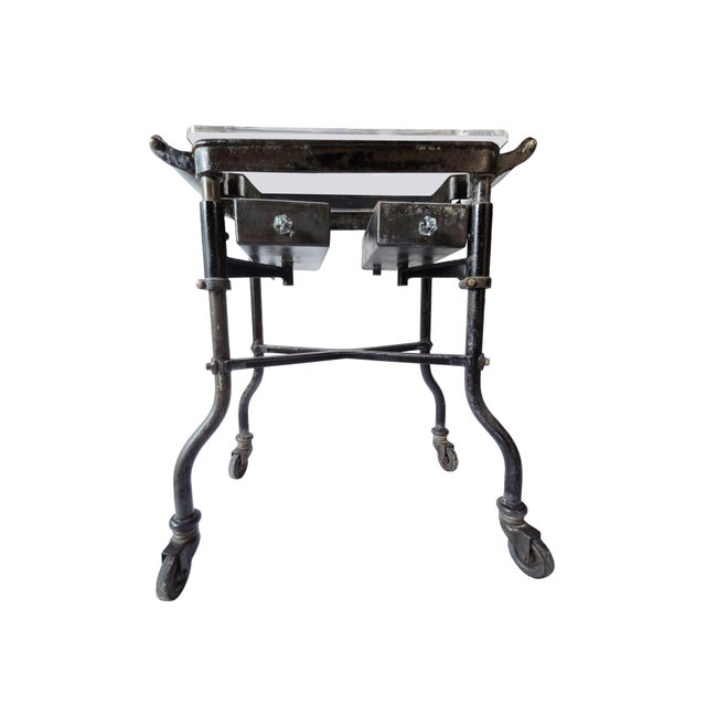 1940's Industrial Steel Welding Workstation Rolling Cart With Swing-Arm Bins For Sale - Image 9 of 15