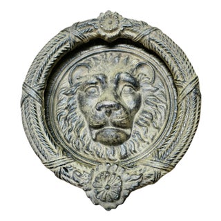 Large Gothic Lions Mask Iron Door Knocker, 1960 For Sale