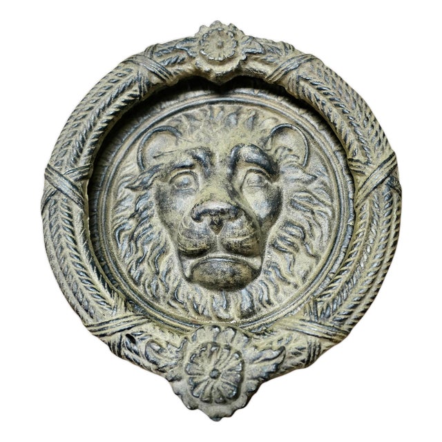 Large Gothic Lions Mask Iron Door Knocker, 1960 For Sale
