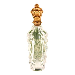 Cut Glass Bottle with Gold Lid For Sale