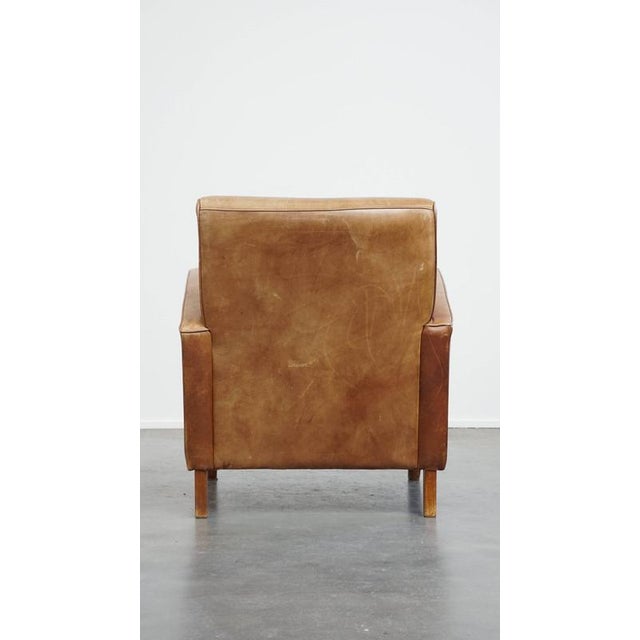 Cowhide Leather Armchair in Light Cognac Color For Sale - Image 4 of 14