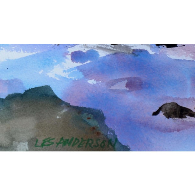 Vintage Sunset Seascape Watercolor Point Lobos, Carmel by Les Anderson For Sale - Image 4 of 5