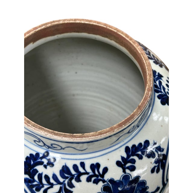 20" Chinese Blue White Flower Vases Scroll Pattern Porcelain Temple General Jar For Sale - Image 9 of 9