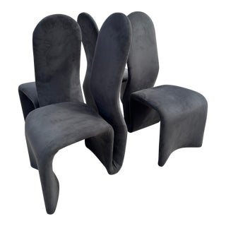 1980s Postmodern Sculptural Ribbon Biomorphic Chairs Attributed to Olivier Mourgue for Djinn- Set of 4 For Sale