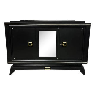 Classic French Art Deco Sideboard Credenzas Bar Marble Top 1940s For Sale