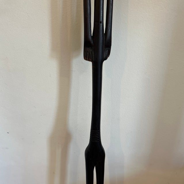 Mid 20th Century Mid 20th Century Tall African Wooden Female Stick Figure Carving For Sale - Image 5 of 12