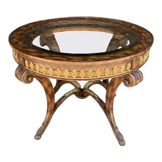 Center/Entry Table in Brass and Wood by La Barge For Sale