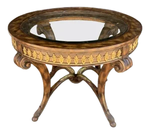 Center/Entry Table in Brass and Wood by La Barge