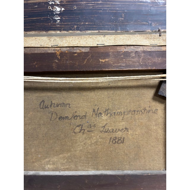 19th Century Framed English Landscape Oil on Canvas "Autumn" by Charles Leaver For Sale - Image 5 of 6