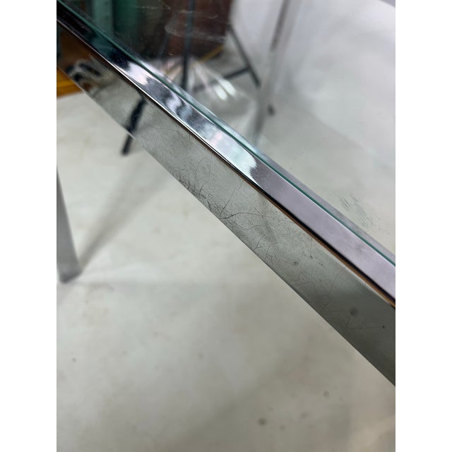 Glass Vintage Postmodern Chrome and Glass Side Tables - a Pair For Sale - Image 7 of 10