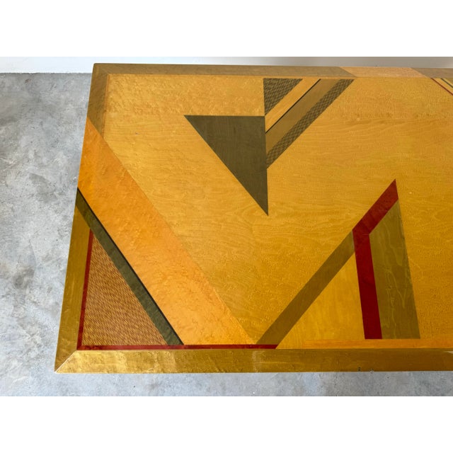 1970s Postmodern Italian Giovanni Offredi for Saporiti Maple and Chrome Coffee Table/ Sold For Sale - Image 5 of 12