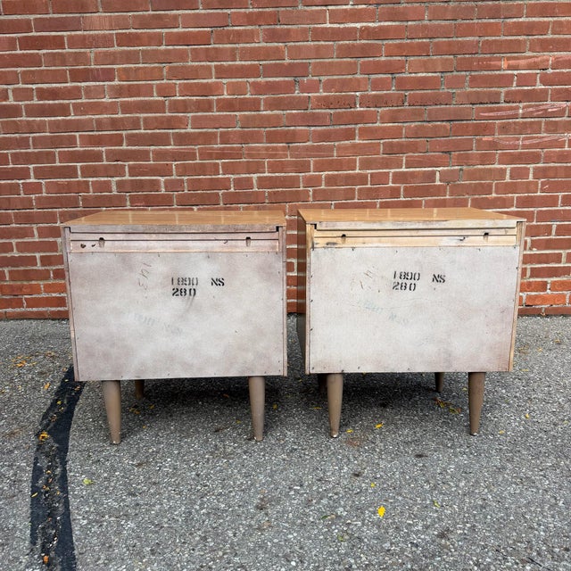 Wood Pair of Mid-Century Modern Walnut Nightstands For Sale - Image 7 of 9