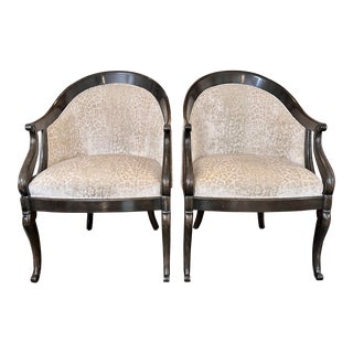 1990s Charles X Style Charles Pollock & William Switzer Spoon Back Club Chairs - a Pair For Sale