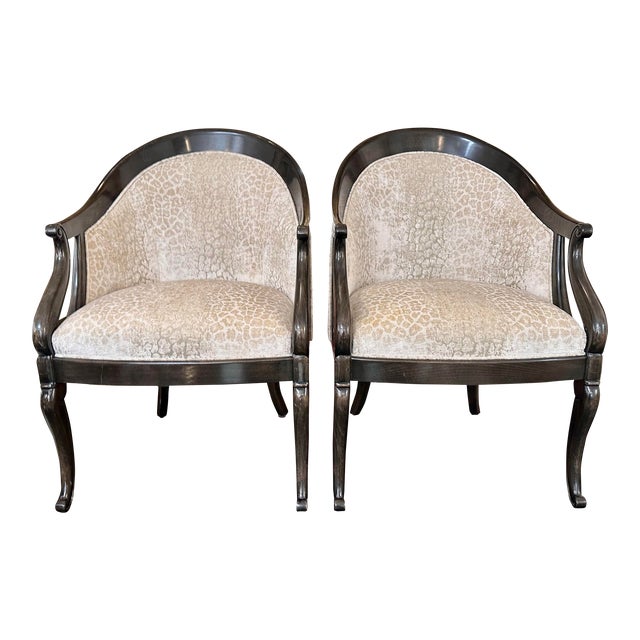 1990s Charles X Style Charles Pollock & William Switzer Spoon Back Club Chairs - a Pair For Sale