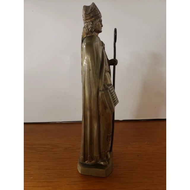Metal Late 19th Century French Victorian Catholic St. Augustine of Hippo Gilded Bronze Figurine For Sale - Image 7 of 10