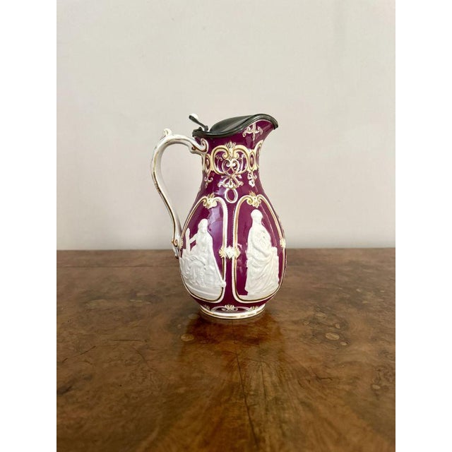 Antique Victorian Pewter Lidded Water Jug, 1880 For Sale - Image 4 of 7
