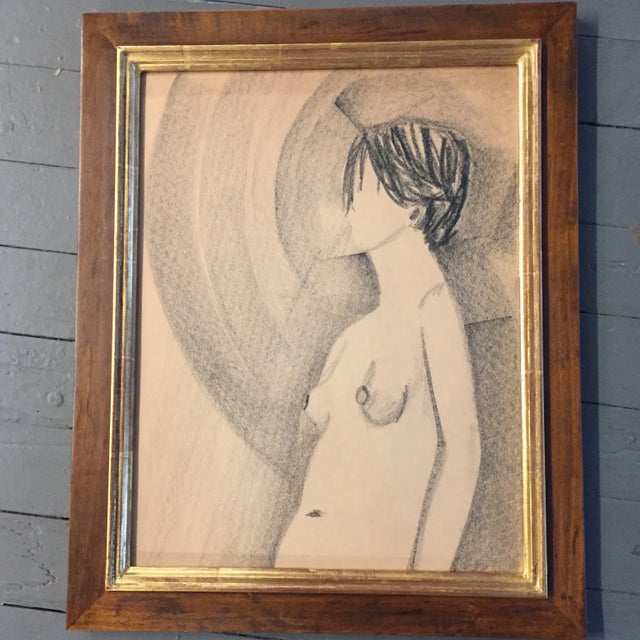 Original Vintage Charcoal Modernist Female Nude Drawing For Sale In Philadelphia - Image 6 of 6