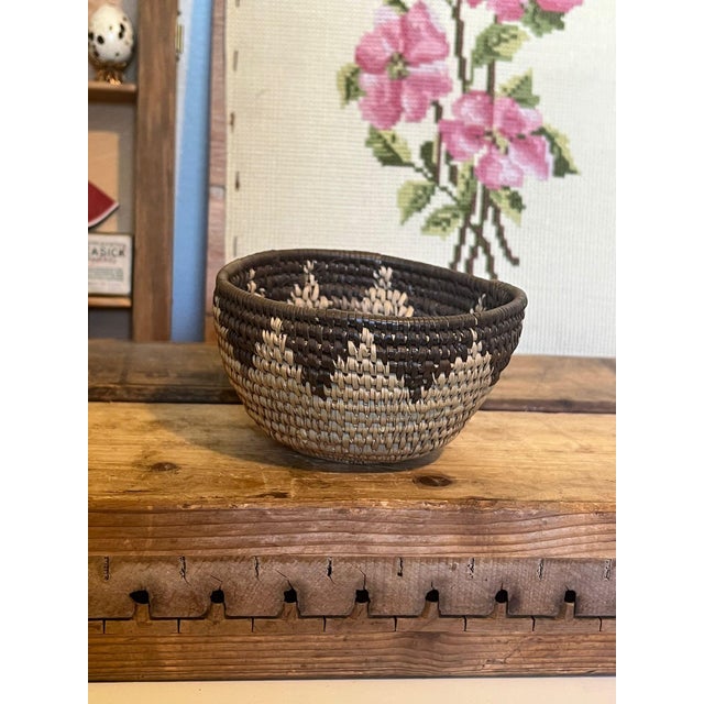 Possibly African. Unconfirmed. Vintage handwoven basket with great patina. Vintage Condition as pictured. Listing is for...