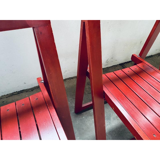 Red Vintage Trieste Folding Chairs by Aldo Jacober for Bazzani, Set of 2 For Sale - Image 8 of 18