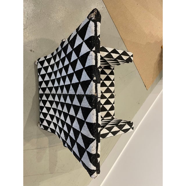 Early 20th Century Black & White Hand Beaded African Chair For Sale - Image 16 of 16