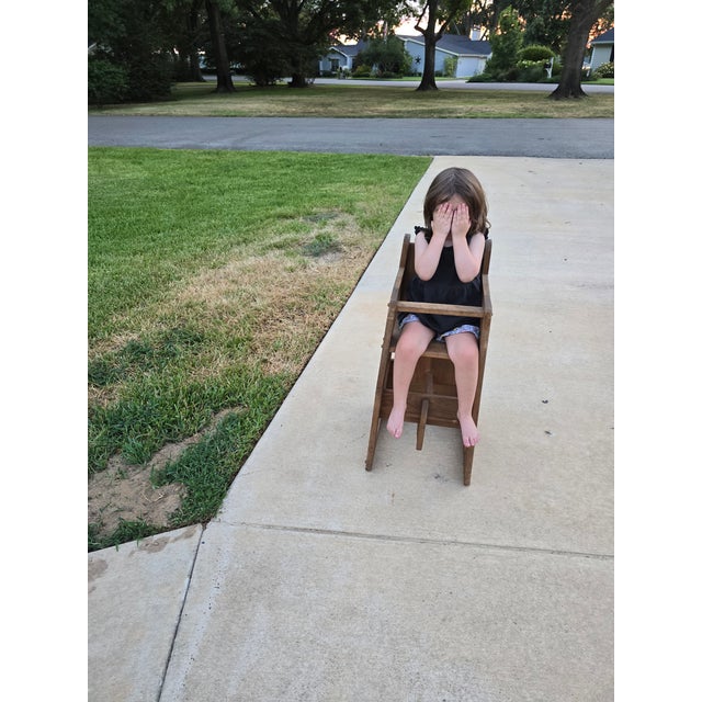 Vintage Mid-Century 3-in-1 Convertible Wooden High Chair, Rocking Horse & Toddler Desk For Sale In Dallas - Image 6 of 12