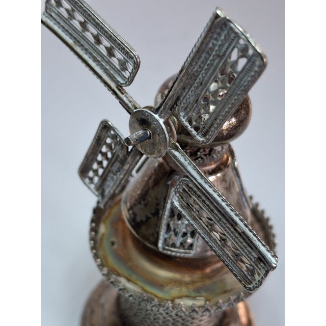 Vintage 925 Sterling Silver Judaica Besamim Windmill Spice Box - Mid-20th C. For Sale - Image 9 of 17