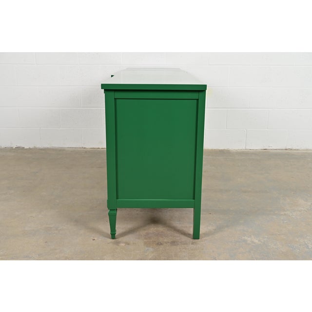 Thomasville French Regency Louis XVI Green Lacquered Dresser or Credenza, Newly Refinished For Sale - Image 11 of 13