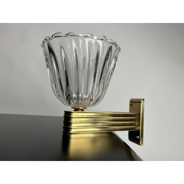 Murano Glass Wall Lamps attributed to Ercole Barovier, Italy, 1990s, Set of 2 For Sale - Image 3 of 10