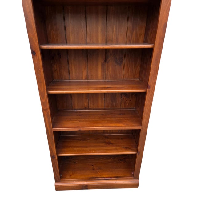 1990s Ethan Allen Country Craftsman Bookshelf Cabinet Shelf Display Knotty Pine Hutch For Sale In Philadelphia - Image 6 of 15