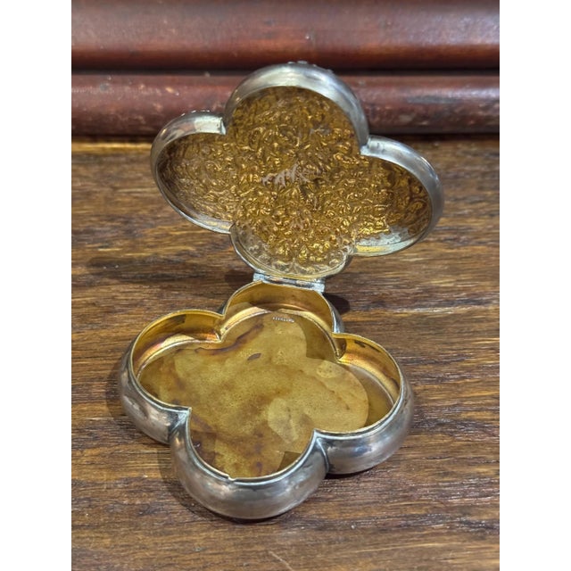 Metal Antique Sterling Silver Floral Repousse Box For Sale - Image 7 of 10