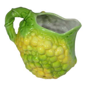 Vintage Yellow and Green Ceramic Grape Pitcher