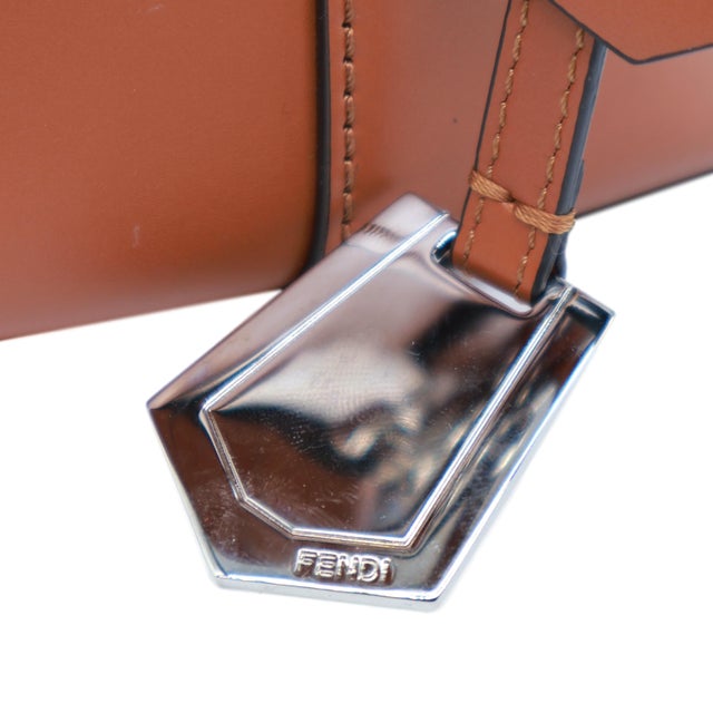 Fendi "By the Way" Medium Brown Leather Calfskin Boston Crossbody Bag, 2022. For Sale - Image 9 of 18