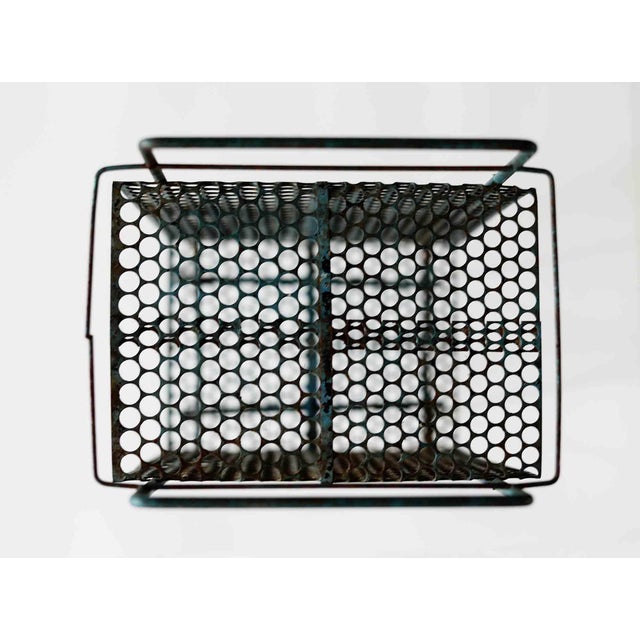 Mid 20th Century Vintage Magazine Rack Mid Century Modern Perforated Metal For Sale - Image 5 of 6