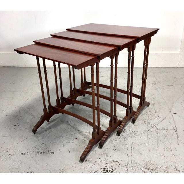 Flamed Mahogany Faux Bamboo Nesting Tables Set Of 4 Chairish