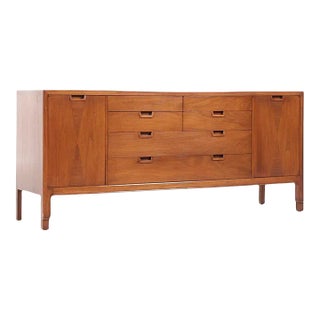 Mount Airy Janus Mid Century Walnut 14 Drawer Lowboy Dresser For Sale