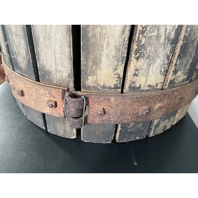 Antique Wooden Wine Press Basket Side Table Plant Stand For Sale In New York - Image 6 of 9