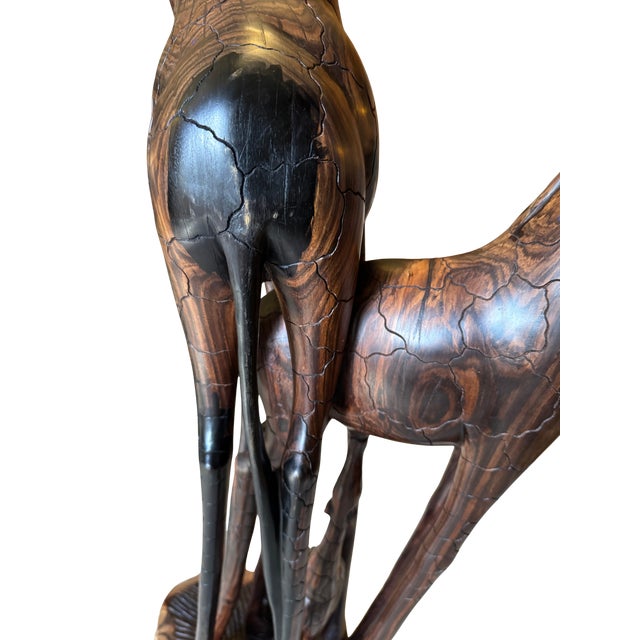 50" Late 20th Century Hand-Carved Solid Wood Giraffe Family Sculpture For Sale - Image 13 of 17