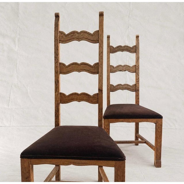 Danish Carved Oak Dining Chairs in the style of Skønvirke, 1930s, Set of 4 For Sale - Image 4 of 13