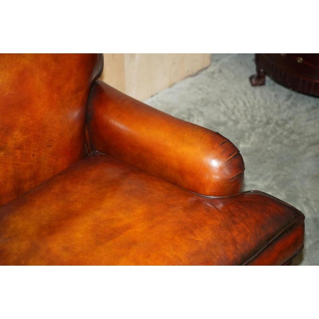 Brown 1 of 4 Hand Dyed Brown Leather Howards & Son Style Sofa Part of Suite For Sale - Image 8 of 18