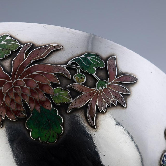 19th Century Chinese Export Solid Silver & Enamel Bowl by Wang Hing, 1890s For Sale - Image 17 of 18