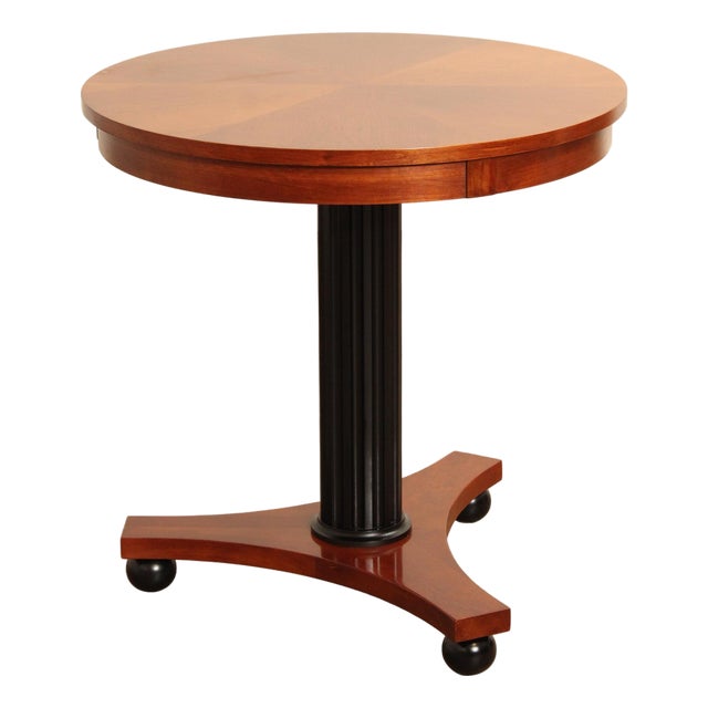Ethan Allen Medallion Collection Round Cherry Pedestal Side Table For Sale