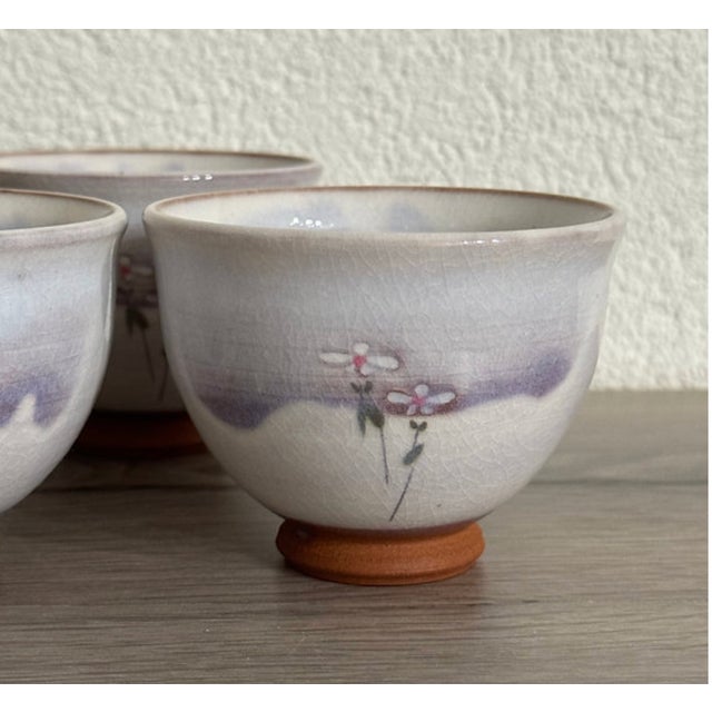 Hagi Ware Yunomi Tea Cups by Yuka Matsuo, Set of 4 For Sale - Image 6 of 6