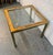 Brass Mid 20th Century Brass & Burl Accented Glass Side Table For Sale - Image 8 of 13